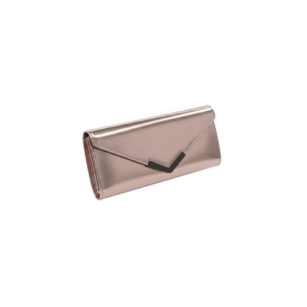 Fioni Clutch Bag Womens OS Rose Gold New Metallic Envelope Evening Handbag